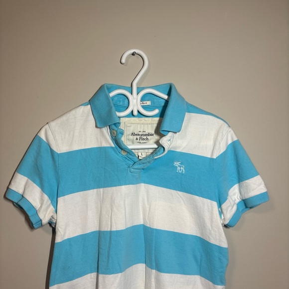 Abercrombie & Fitch Other - Abercrombie & Fitch Aqua and White Striped Polo